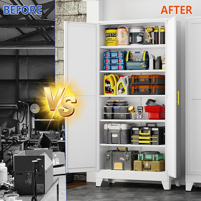 GAIOUS 75'' Tall Metal Garage Storage Cabinet, File Cabinet - Image 5