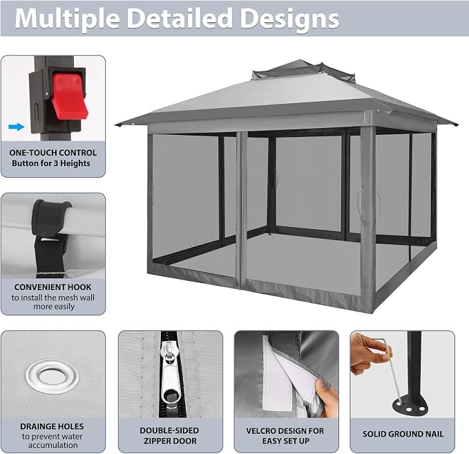COBIZI Pop Up Gazebo 11x11 Canopy Tent, Outdoor Screened Gazebo Shelter - Image 5