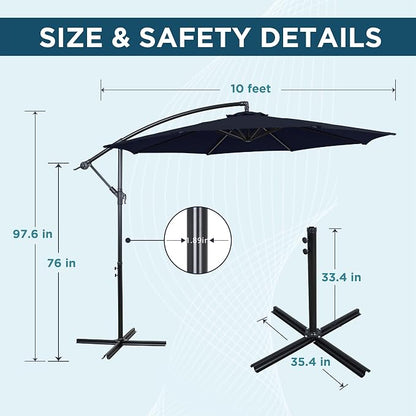 10FT Outdoor Offset Umbrella, Cantilever Patio Umbrella - Image 2
