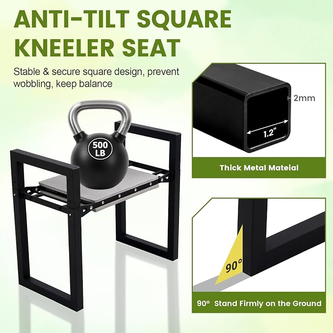 Garden Kneeler and Seat Heavy Duty 500lbs, Anti-Tip Gardening Stools - Image 6