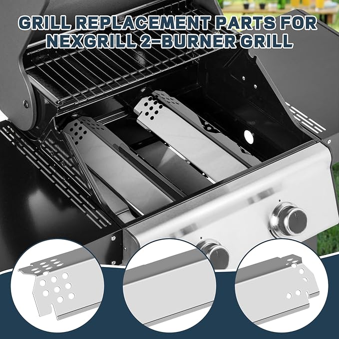 Grill Parts for Nexgrill Replacement Parts 2 Burner 720-0864 720-0864M,Stainless Cooking Grate,Heat Shield,Burner Kit for Megamaster 720-0864MA Grill Grates Replacement Parts kit for nexgrill grates