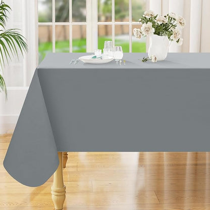 Smiry Rectangle Table Cloth 54x78 Inch, Waterproof Wipeable Vinyl Tablecloths Protector, Oil Spill Proof Plastic Table Cover for Dining, Picnic, Camping, Outdoor, Grey