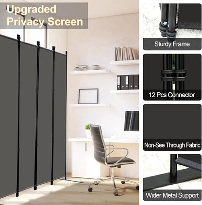 MAYOLIAH 6 Panel Folding Privacy Screen 9ft Wide, 6ft Tall Partition Room Divider Portable Office Walls Dividers Room Separator, Grey