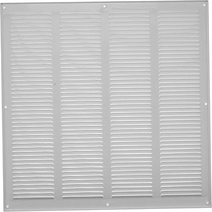 Repa Market Air Vent Cover 16x16 Inch (Outer Dimensions) White Galvanized Steel Louvered Grill Cover with Mesh Screen/Wall or Ceiling Vent/HVAC Register for Indoor and Outdoor Ventilation