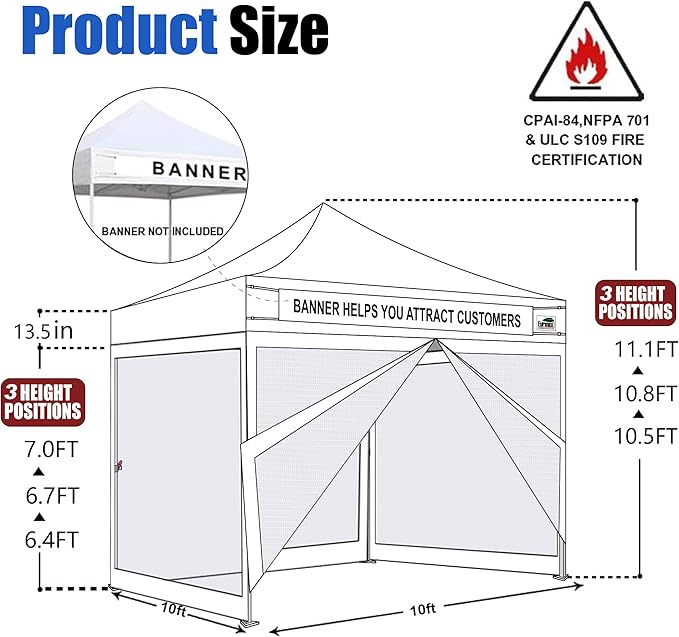 Eurmax USA 10'x10' Pop-up Canopy Tent Commercial Instant Canopies with 4 Removable Zipper End Screen Wall kit and Roller Bag, Bonus 4 SandBags(Purple)