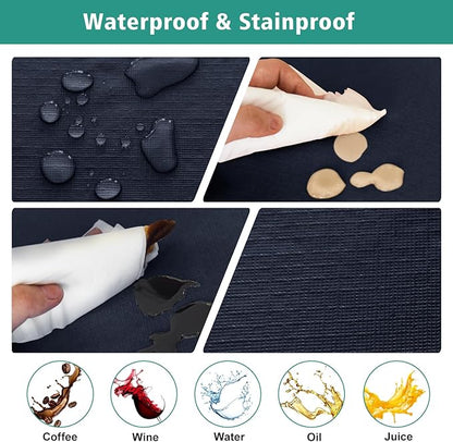 LUSHVIDA 2 Packs Vinyl Card Tablecloth with Flannel Backing 48x48 inch - Waterproof Plastic Picnic Table Cover for Square Folding Table Cloth with Elastic Corners, Navy Blue