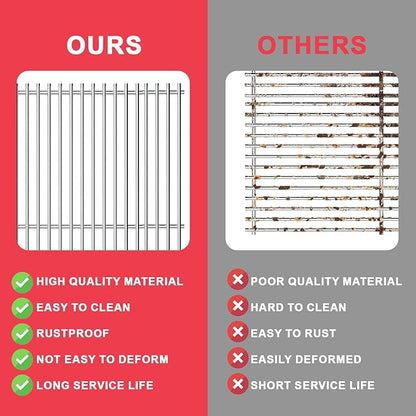 Genesis 300 310 330 Grill Grates for Weber Genesis 3 Burner E330 E310 S310 E320 S330 S320 EP330 EP310 Grill Replacement Parts, 19.5 inch SUS 304 Stainless Steel Grates for Weber 7528 7524 (2007-2016)