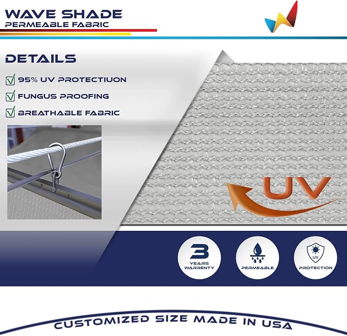 Windscreen4less 3' x 21' Retractable Sun Shade Canopy Cover Sliding Wave Shade - Image 3