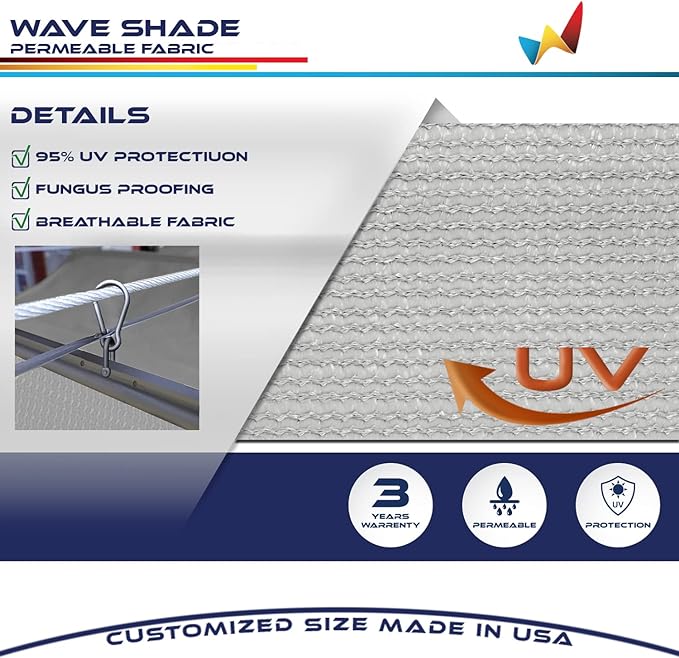 Windscreen4less 7' x 23' Retractable Sun Shade Canopy Cover Sliding Wave Shade - Image 3
