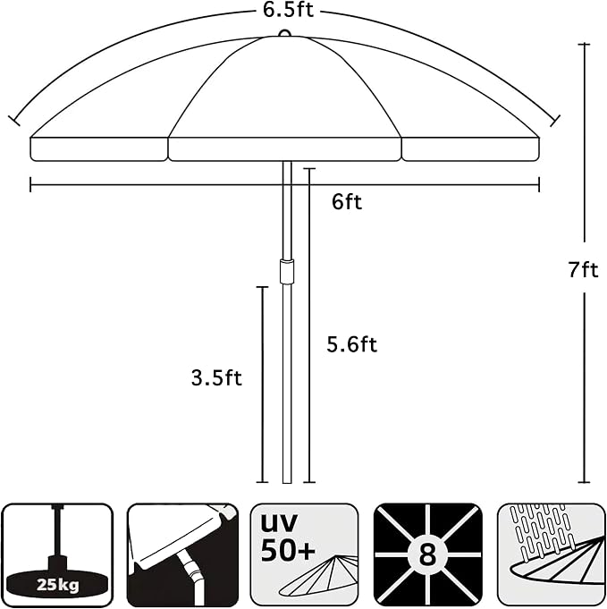 AMMSUN Patio Umbrella, 6.5 ft Outdoor Table Umbrella - Image 8