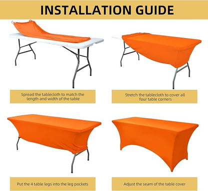 2-Pack 8ft Spandex Table Covers for Rectangle Folding Tables - Washable Elastic Tablecloth - Ultimate Fitted Table Protector for Birthday Parties, Trade Shows, Banquet