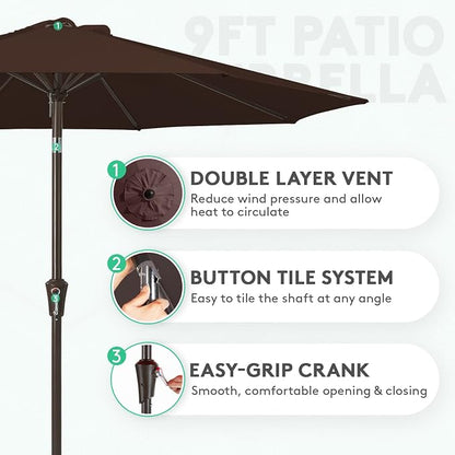 JEAREY 9FT Outdoor Patio Umbrella Outdoor Table Umbrella - Image 2