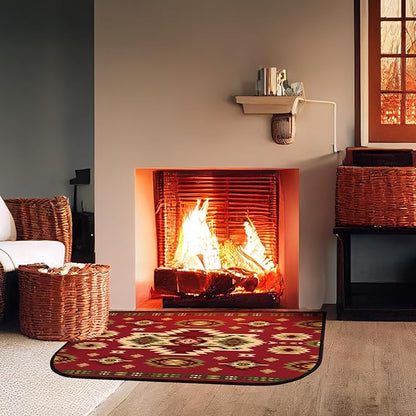 Demissle Cabin Fireplace Hearth Rug Fireplace Mats Cabin Southwestern Fireproof Rug Fire Resistant Mat for Wood Stove Floor for Kitchen Indoor Outdoor(24 x 36 Inch,Elegant)