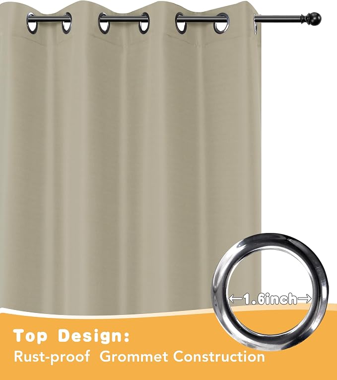 HolidayIdeas Outdoor Curtains for Patio Waterproof 2 Pcs 84x95 Inch Taupe | - Image 4