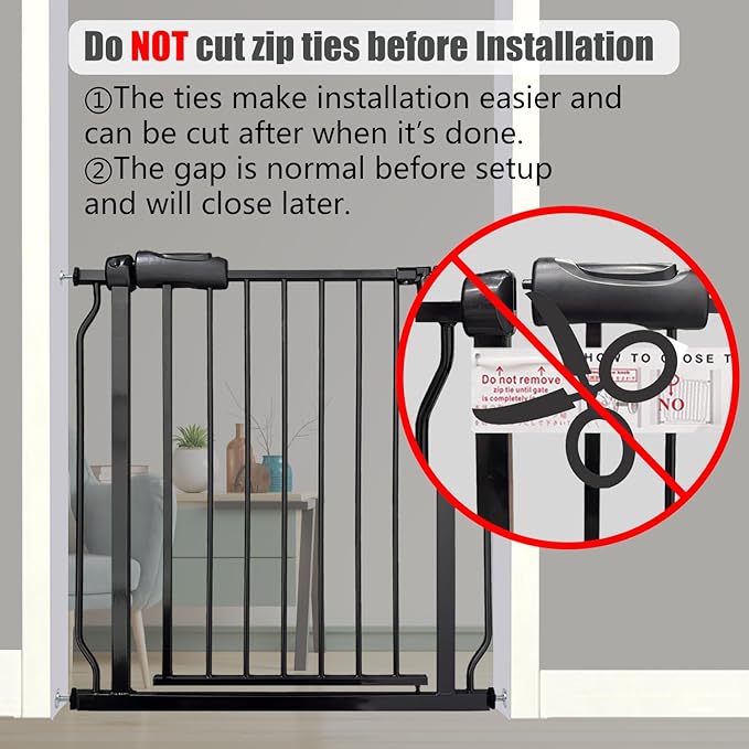 Extra Wide Baby Gate 48-52.7 Inch - Tension Mounted Dog Gate Indoor for Banisters & Wide Hallways - Black Metal, Walk-Through Safety Gate for Kids & Pets