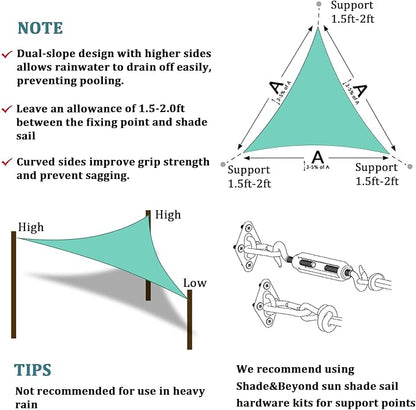 Shade&Beyond Custom Sun Shade Sail 5'x5'x5'TriangleSun Sail Shades Patio UV - Image 6