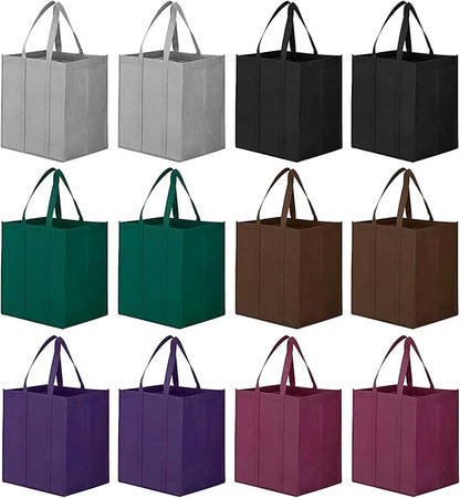 WISELIFE Reusable Grocery Shopping Bags 10 Pack Large Foldable Tote Bags Bulk Eco Produce Bags with Long Handle