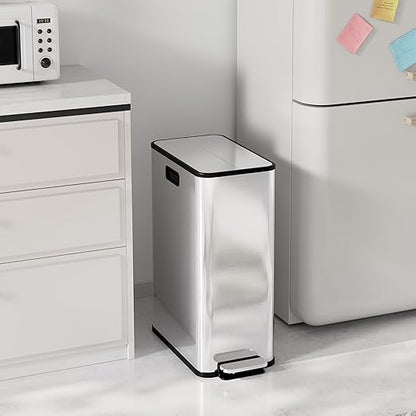 Garvee Kitchen Dual Trash Can, 15 gal Large Recycling Bin Garbage Can with Butterfly Lid, Fingerprint Resistant Stainless Steel Trash Bin for Kitchen, Living Room, Office (2 x 28 L)