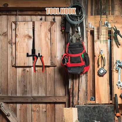 Shed Tool Storage Hooks Wall-Mounted Garden Shovel Hanging Rack Utility Hooks for Shed Side Panel Organizer Black