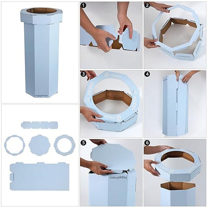 Eyely MPH1300H-SET2 Sal 25-Gallon Disposable Corrugated Cardboard Event Trash Can and Recycling Bin for BBQs, Beach, Parties & Events & Outdoor Activities, Denim Blue (Set of 2)