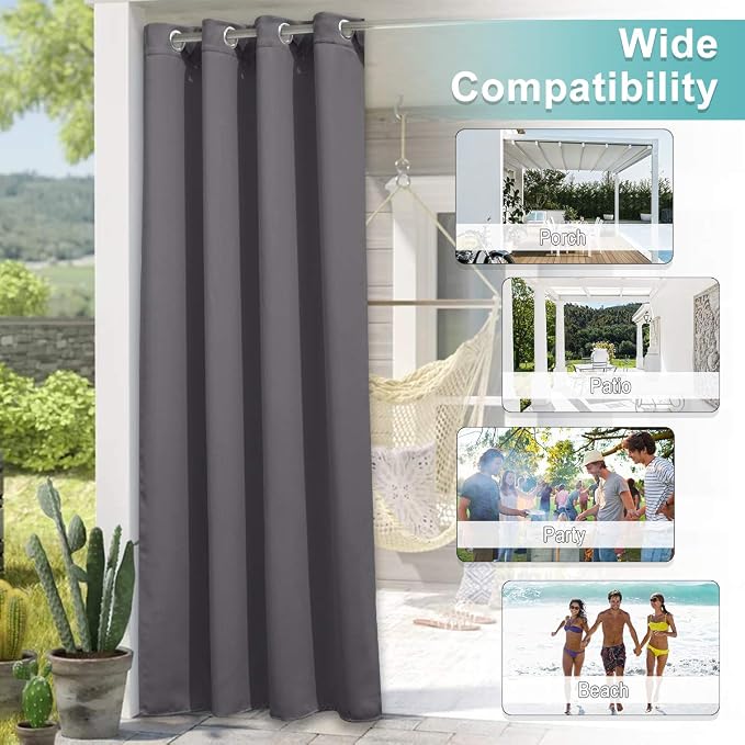NICETOWN Patio Outdoor Curtain 120" Extra Wide Waterproof - Image 6