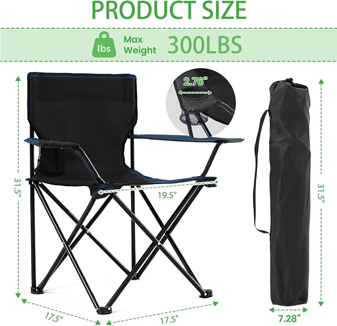2 Pack Lightweight Folding Camping Chairs, Outdoor Lawn Beach Chair - Image 3