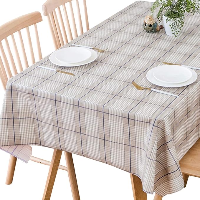TruDelve Heavy Duty Vinyl Table Cloth for Kitchen Dining Tables Wipeable PVC Tablecloth for Rectangle Table (54'' x 78'', Lattice-3)