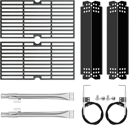 Grill Parts for Nexgrill Replacement Parts 2 Burner 720-0864 720-0864M,Cast Iron Cooking Grate,Heat Shield,Burner Kit for Megamaster 720-0864MA Grill Grates Replacement Parts kit for nexgrill grates
