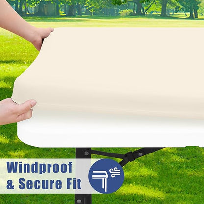 Spandex 4 Foot Rectangle Table Cloth 6 Pack, Elastic Fitted Tablecloths for Picnic, Stretch Washable Patio Table Cover for Outdoor, Camping, Banquet and Parties (Champagne, 30"x48")