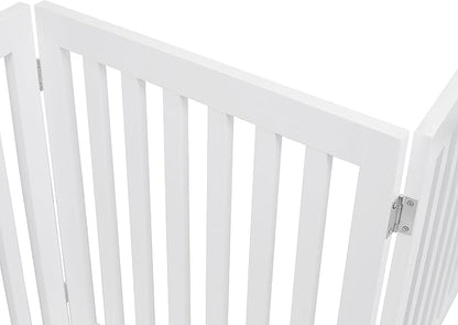 INTERNET'S BEST Dog Gate Indoor Freestanding Pet Barrier, Folding Wood Dog Fence, Extra Wide Doorway Puppy Gate, Indoor Animal Privacy Panel, Wooden Cat Fence - 4 Panel - 24", White