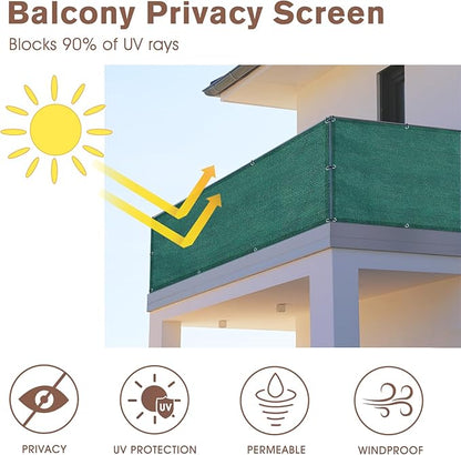 SUNNY GUARD Customized 3'x6' Dark Green Balcony Privacy Screen,92% Shade Apartments Fence Cover,Heavy Duty Mesh Windscreen for Deck,Outdoor,Backyard,Patio