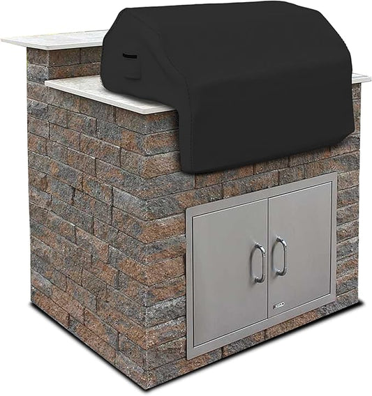 Covers & all Built-in Outdoor Grill Cover, Durable Heavy Duty 18 Oz Waterproof Cover Tuff Material with Air Pocket & Elastic for Snug Fit (48" W x 27" D x 26" H inches, Black)