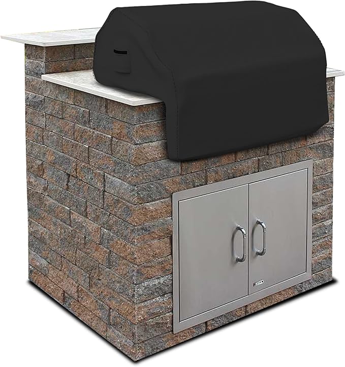 Covers & all Built-in Outdoor Grill Cover, Durable Heavy Duty 18 Oz Waterproof Cover Tuff Material with Air Pocket & Elastic for Snug Fit (36" W x 26" D x 24" H inches, Black)