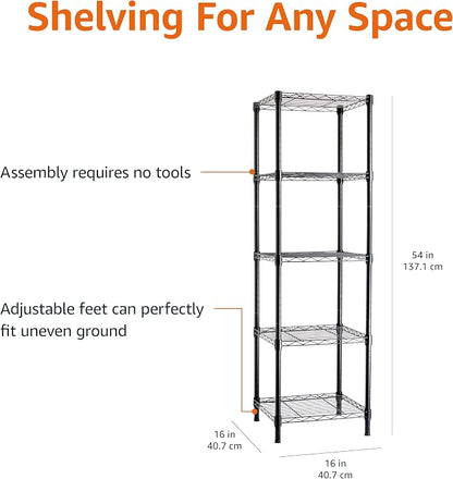 Amazon Basics 5-Shelf Tower Adjustable Storage Shelving Unit - Image 3