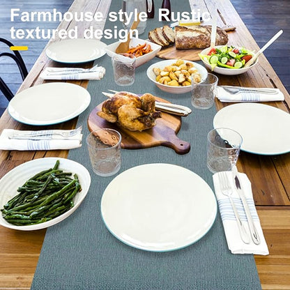 Wipeable Table Runner, Thick Farmhouse Dresser Runner, Rustic for Kitchen, Bedroom, Outdoor (72'', Mustard Yellow)