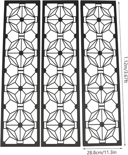 Metal Outdoor Divider 71x40'' Privacy Screens 6 Panels Privacy Fence with Stripe Pattern, Freestanding Decorative Privacy Screen for Patio Balcony Deck Garden Backyard (Model B)