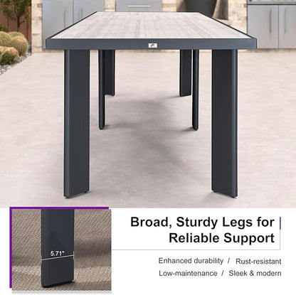 PURPLE LEAF 11 Pieces Outdoor Dining Set Patio Table and Chairs Set Aluminum Wicker Rattan Patio Furniture Set for Lawn Garden Porch Beige Marble Color Outdoor Set