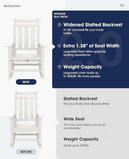 Oversized Outdoor Rocking Chair Set of 6, HDPE Patio Rockers - Image 4