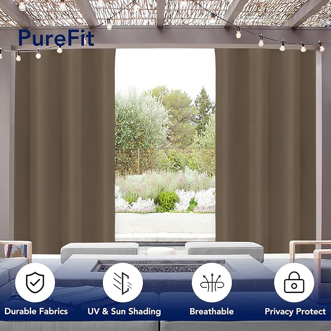PureFit Outdoor Curtains for Patio Waterproof Weatherproof Outside Curtains | - Image 3