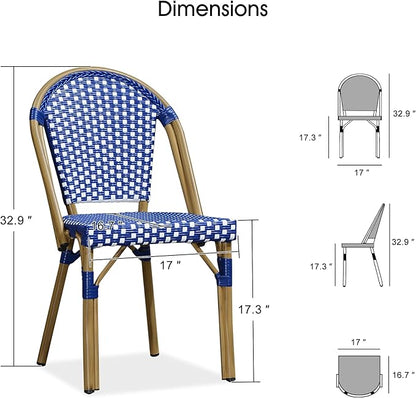 PURPLE LEAF 7 Pieces Outdoor Dining Set Patio Furniture Set with Large Aluminum Table and French Bistro Chairs for Garden Backyard Deep Blue Patio Dining Set