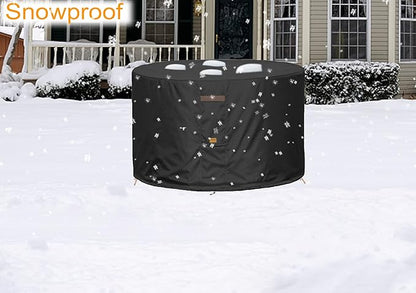 Fire Pit Cover 600D Heavy Duty Waterproof Fabric With PVC Coating Round 22" Dia x 16" H Black Fits 18-20 inch Fire Pit Table Fade Resistant Outdoor Firepit Cover