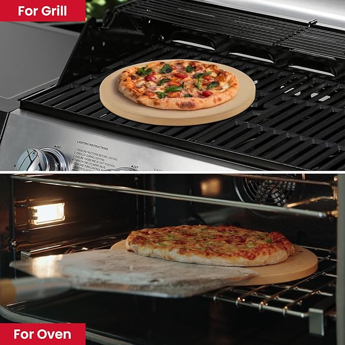 Unicook Round Pizza Stone 10.25 Inch, Small Bread Baking Stone for Oven Grill, Perfect Size for Baking Crisp Crust Personal Pizza, Bread, Cookies and More