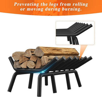 Fireplace Grate 21 Inch with 7 Support Legs, Round Solid Steel Heavy Duty Fireplace Log Holder, Fireplace Log Grate for Indoor Fireplace & Outdoor Firepit