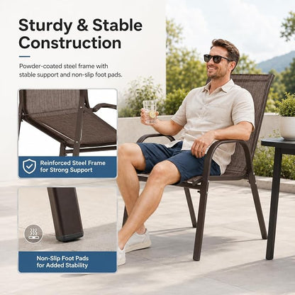 Patio Chairs Set of 4, Stacking Patio Chairs - Image 6