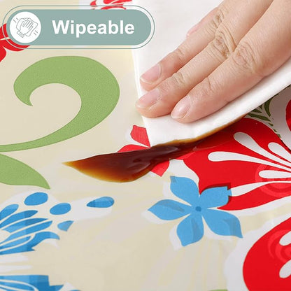 misaya Rectangle Waterproof Vinyl Table Cloth, Wipeable Tablecloth with Flannel Backing, Plastic Table Cover for Dinner, Picnic, Indoor and Outdoor (Butterfly, 54" x 78")