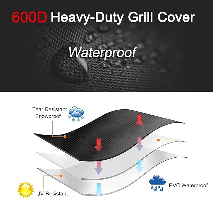 Grill Cover for Blackstone Bronco 3 Burner 28" XL Griddle Vertical Smoker Pellet Combo, 600D Heavy Duty Waterproof for Black Stone Bronco 28 Inch XL Grill 2415 Cover Accessories
