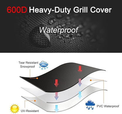 Grill Cover for Blackstone Bronco 3 Burner 28" XL Griddle Vertical Smoker Pellet Combo, 600D Heavy Duty Waterproof for Black Stone Bronco 28 Inch XL Grill 2415 Cover Accessories