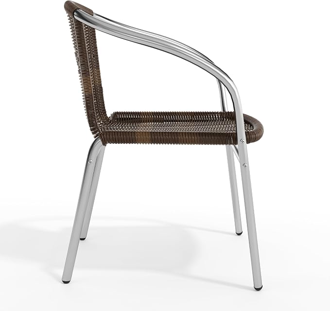 EMMA + OLIVER Dark Brown Metal Indoor-Outdoor Stackable Chair | Poly Resin Seat - Image 8