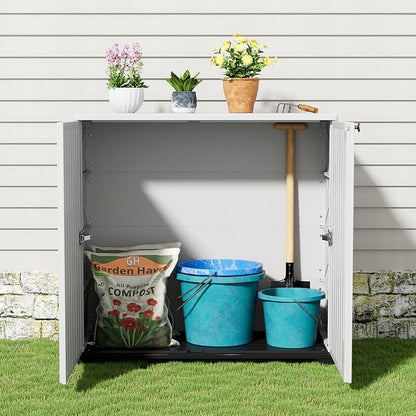 KINYING Outdoor Storage Cabinet Waterproof, 60 Gallon Resin Outdoor Storage Shed - Image 4