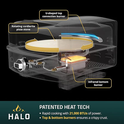 HALO Versa 16 Pizza Oven | 16” Rotating Stone, Patented Dual Burner System, 5-Minute Pizzas, Easy Clean | Propane Powered | HZ-1004-ANA